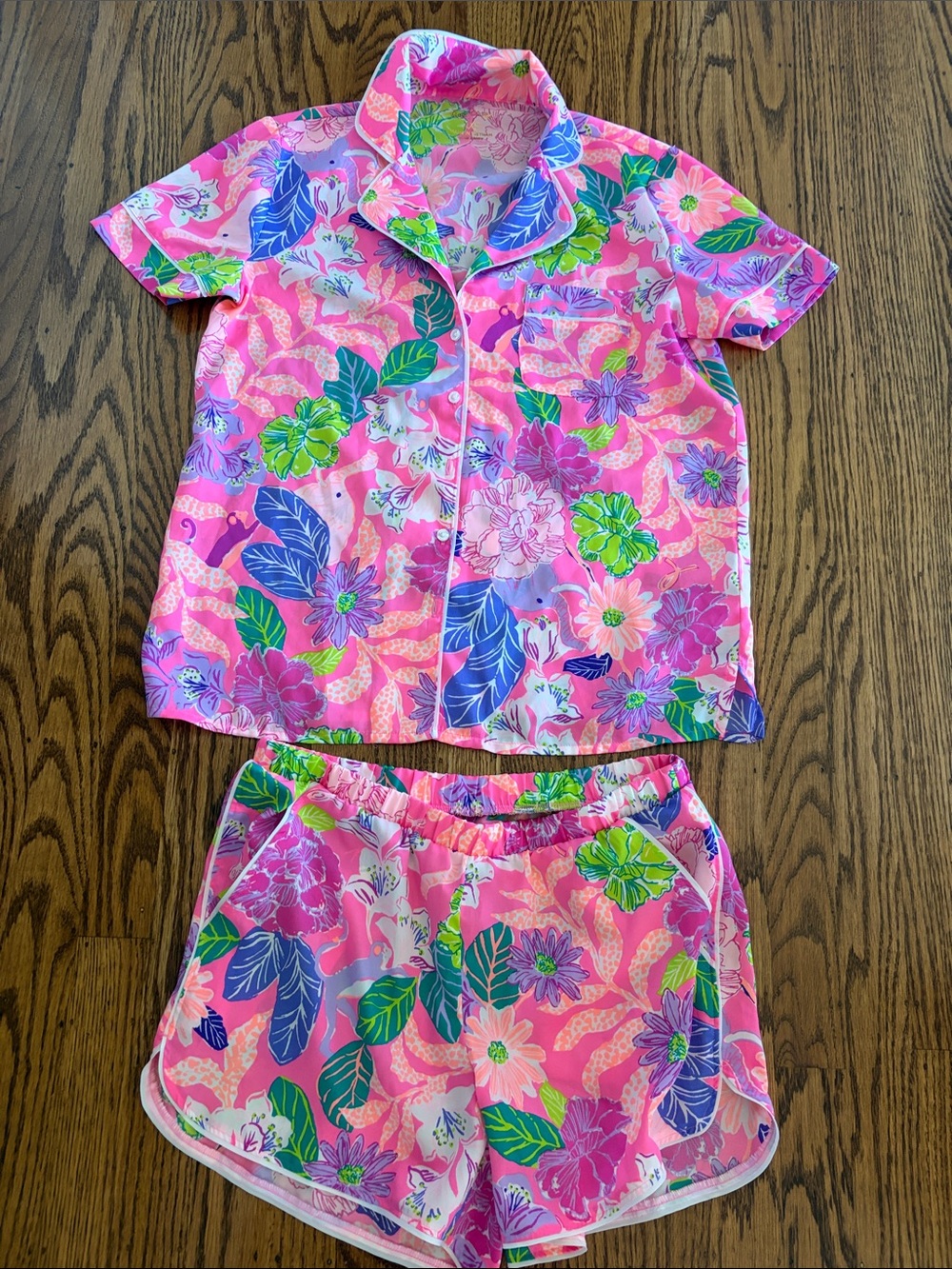 Lilly Pulitzer Pink Tropical Floral Short Pajama Set Size XXS